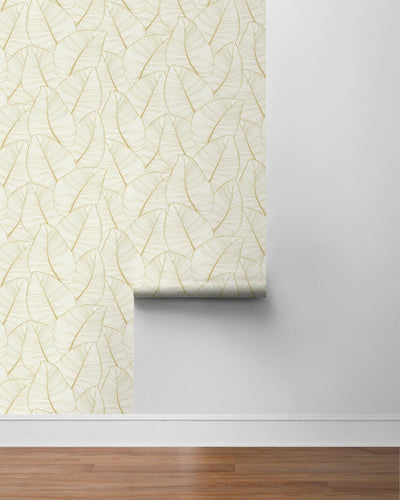 product image for Tropical Metallic Leaf Peel & Stick Wallpaper in Gold 2