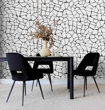product image for Mosaic Stone Peel & Stick Wallpaper in Black & White 85