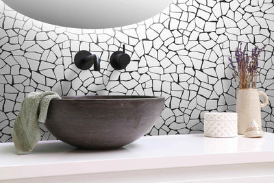 product image for Mosaic Stone Peel & Stick Wallpaper in Black & White 22