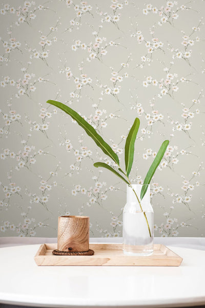 product image for Cherry Blossoms Peel & Stick Wallpaper in Grey  21