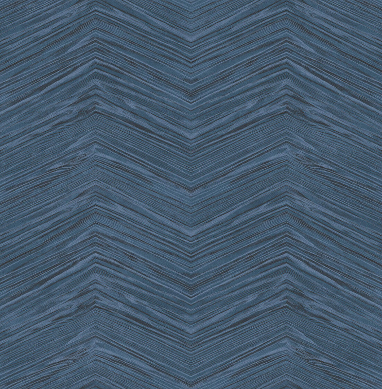 media image for Wood Chevron Peel & Stick Wallpaper in Blue Navy 23