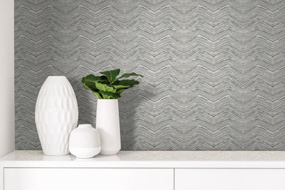 product image for Wood Chevron Peel & Stick Wallpaper in Grey & Black 59