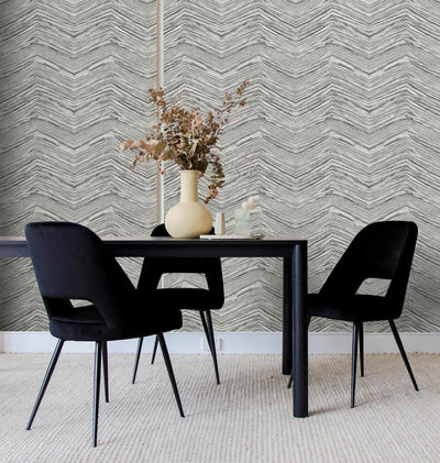 product image for Wood Chevron Peel & Stick Wallpaper in Grey & Black 25