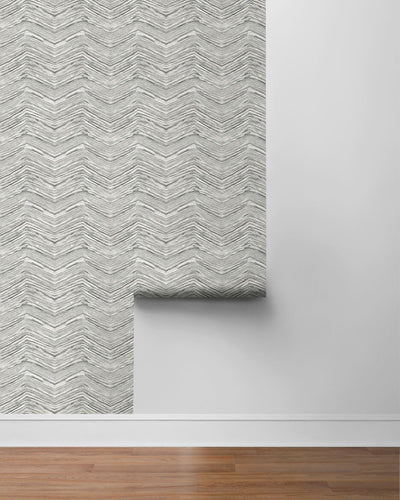 product image for Wood Chevron Peel & Stick Wallpaper in Grey & Black 86