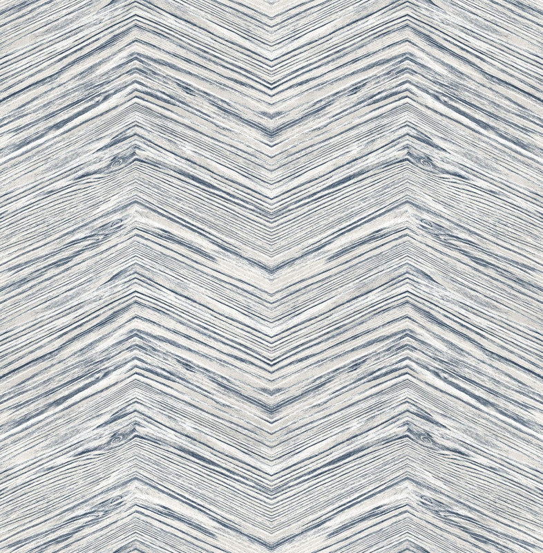 media image for Wood Chevron Peel & Stick Wallpaper in Grey & Blue 277