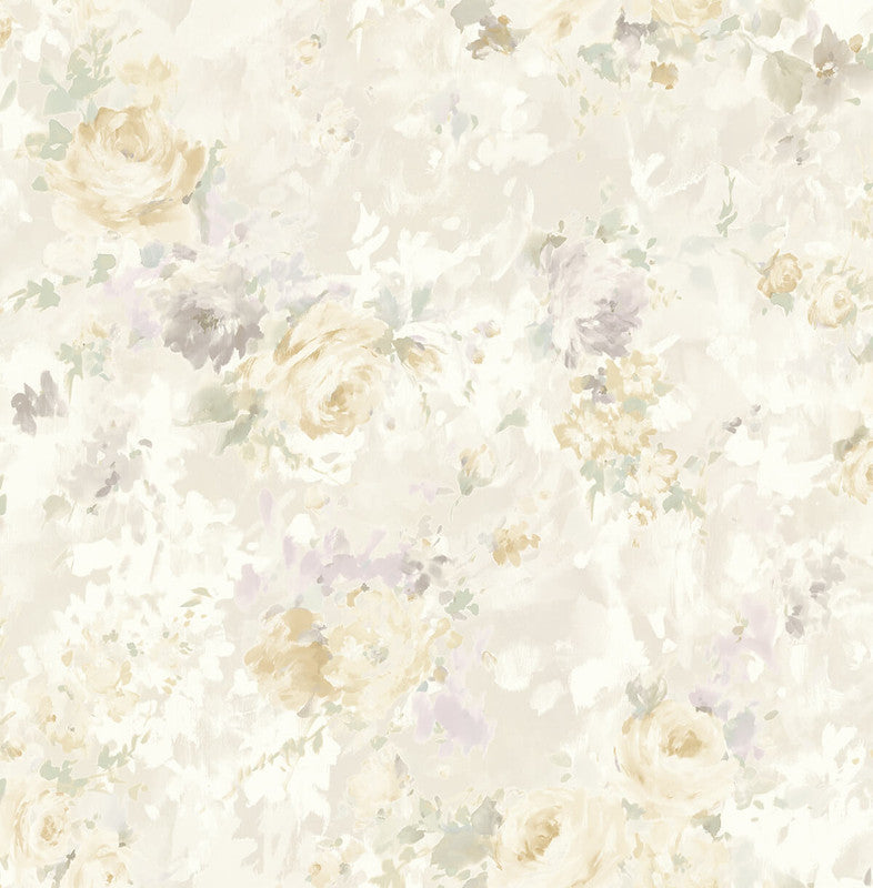 media image for Rose Garden Wallpaper in Yellow & Grey 250