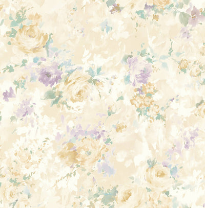 product image of Rose Garden Wallpaper in Yellow & Purple 519