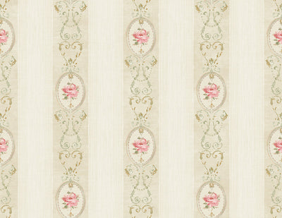 product image of Flower Stripe Wallpaper in Beige 596