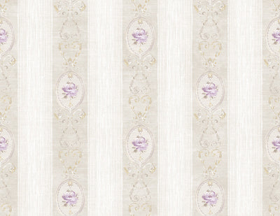 product image of Flower Stripe Wallpaper in Light Beige 565