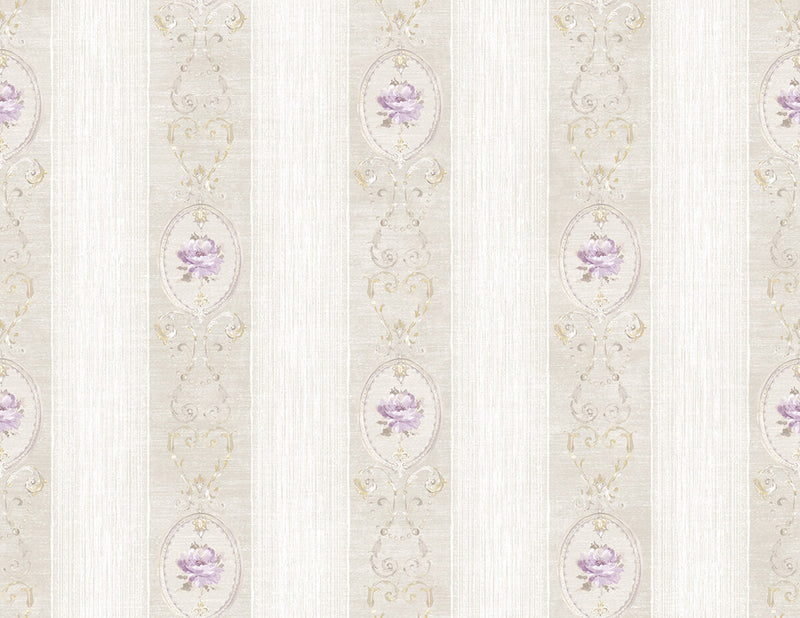 media image for Flower Stripe Wallpaper in Light Beige 224