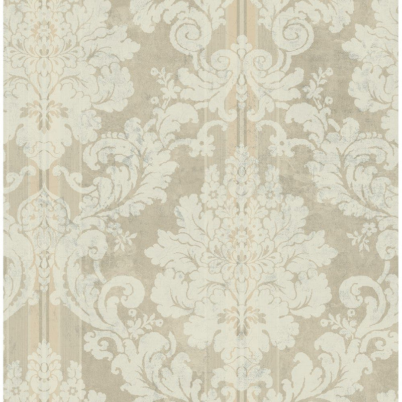 media image for Vintage Damask Wallpaper in Beige & Orange 240