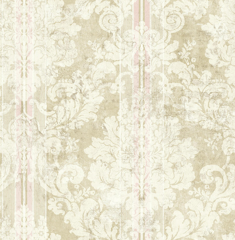 media image for Vintage Damask Wallpaper in Beige & Rose 282