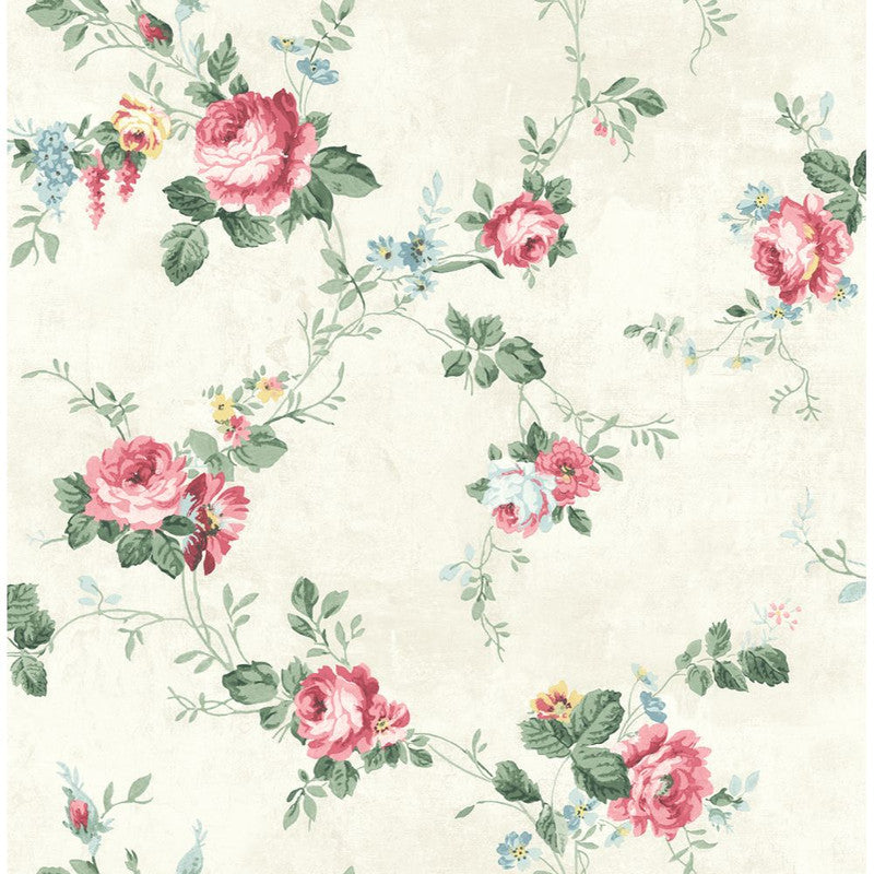 media image for English Flowers Wallpaper in Ivory & Multi 255