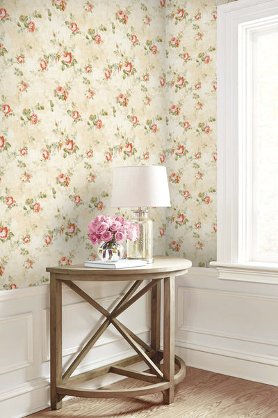 product image for English Flowers Wallpaper in Beige & Multi 39