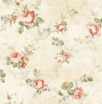 product image of English Flowers Wallpaper in Beige & Multi 515