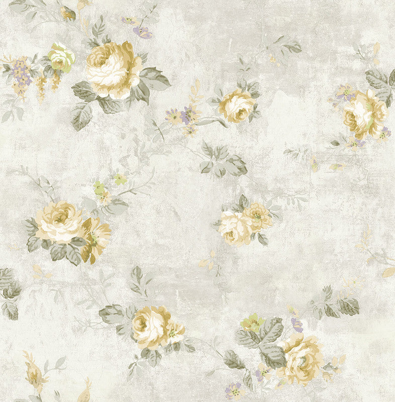 media image for English Flowers Wallpaper in Grey & Multi 232