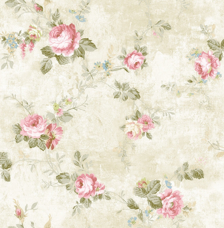 media image for English Flowers Wallpaper in Cream & Multi 255