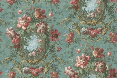 product image of Sample Floral Cameo Wallpaper in Green & Multi 594