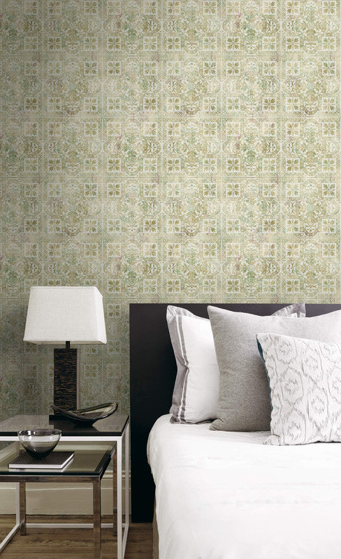 media image for Tiles Wallpaper in Beige & Green 272