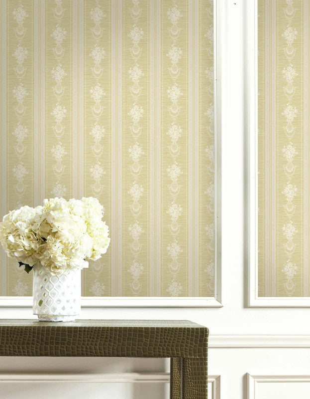 media image for Floral Cameo Stripe Wallpaper in Beige 257