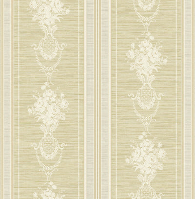 product image of Floral Cameo Stripe Wallpaper in Beige 577