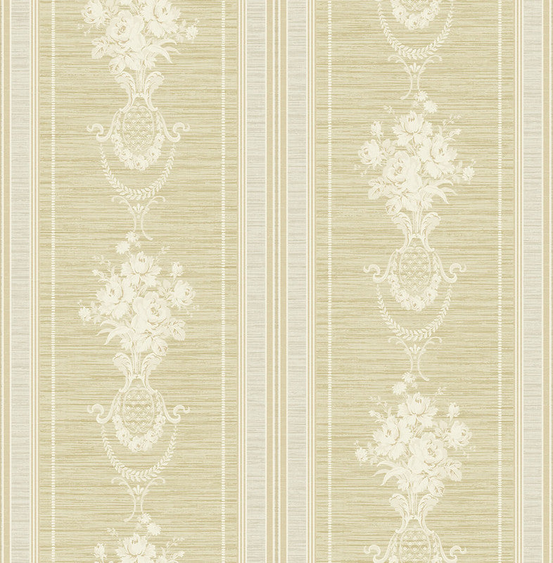 media image for Floral Cameo Stripe Wallpaper in Beige 281