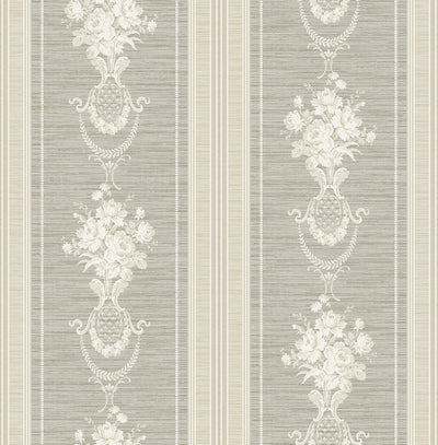 product image for Floral Cameo Stripe Wallpaper in Grey 91