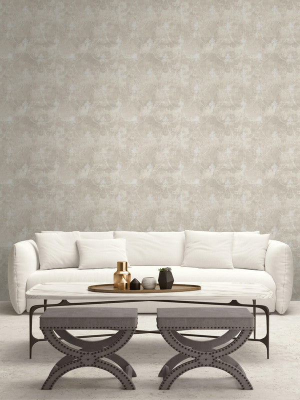 media image for Lys Flower Wallpaper in Grey & Ivory 251