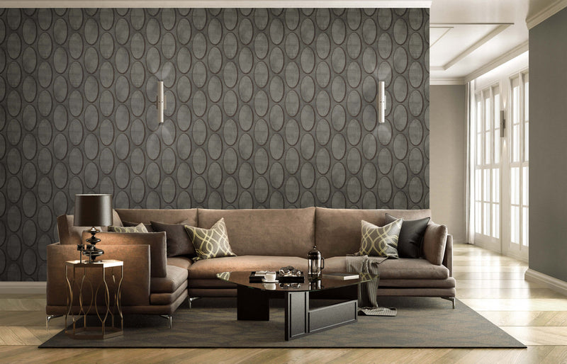 media image for Metallic Circles Wallpaper in Grey & Brown 228