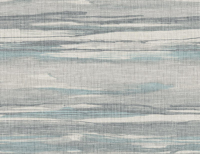 product image of Faux Grasscloth Waves Wallpaper in Beige & Blue 529