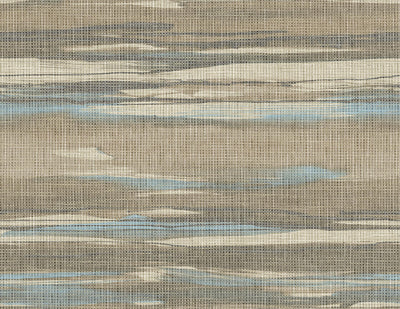 product image for Faux Grasscloth Waves Wallpaper in Brown & Blue 34