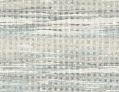 product image of Faux Grasscloth Waves Wallpaper in Grey & Soft Blue 516