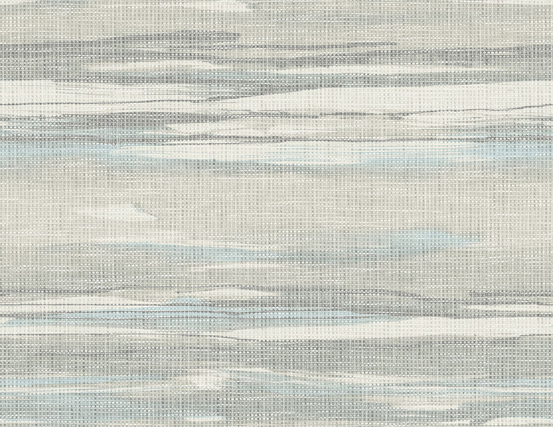 media image for Faux Grasscloth Waves Wallpaper in Grey & Soft Blue 251