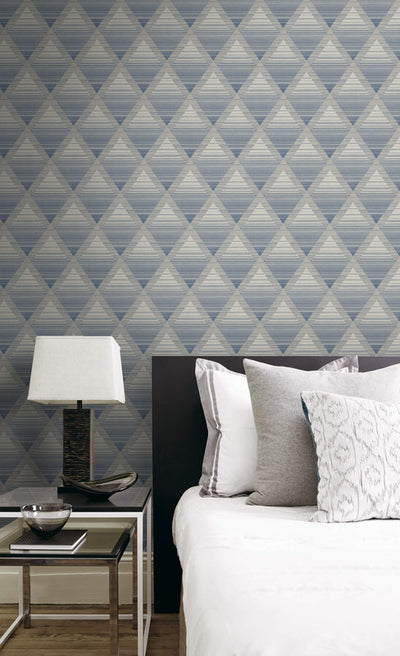 product image for Metallic Rhombus Wallpaper in Blue 89