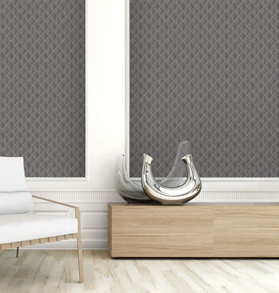 product image for 3D Pyramid Faux Grasscloth Wallpaper in Dark Grey 32