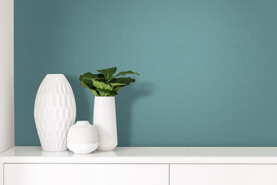 product image for Micro Faux Grasscloth Wallpaper in Soft Blue 56