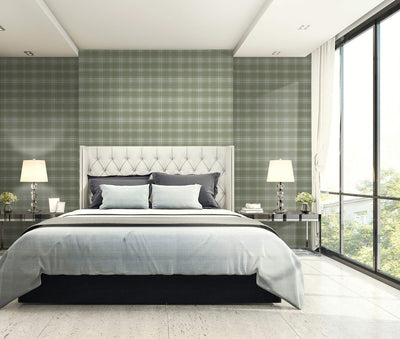 product image for Tartan Wallpaper in Green & Off-White 35