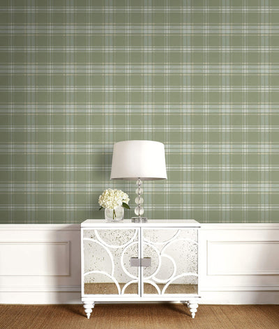 product image for Tartan Wallpaper in Green & Off-White 95