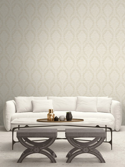 product image for Damask Cameo Wallpaper in Beige & Cream 3