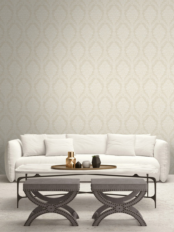 media image for Damask Cameo Wallpaper in Beige & Cream 279