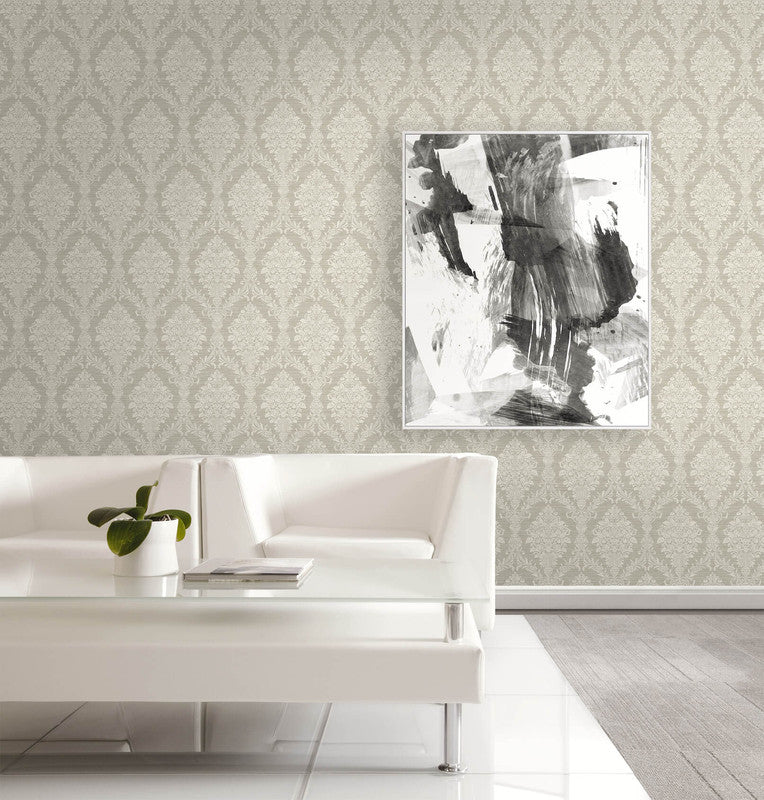 media image for Damask Cameo Wallpaper in Grey & Beige 235