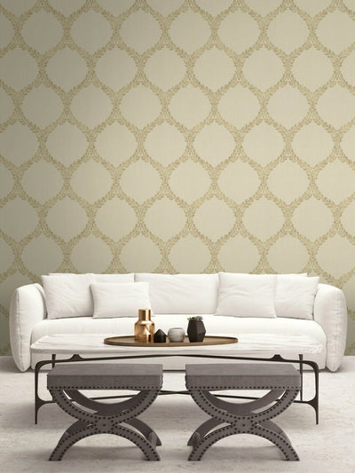 product image for Medallion Wallpaper in Beige & Gold 37