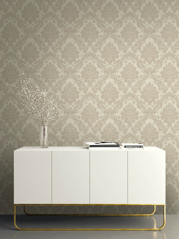 media image for Textile Damask Wallpaper in Cream 292