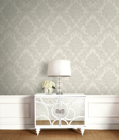 product image for Textile Damask Wallpaper in Grey & Light Beige 72