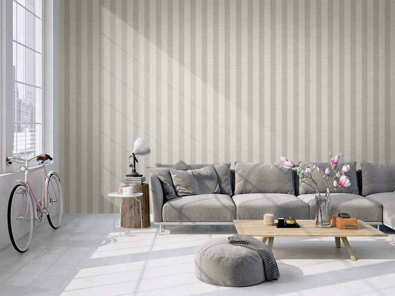 media image for Textile Stripe Wallpaper in Grey & Beige 223