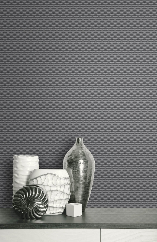 media image for 3D Geometric Wallpaper in Dark Grey 237