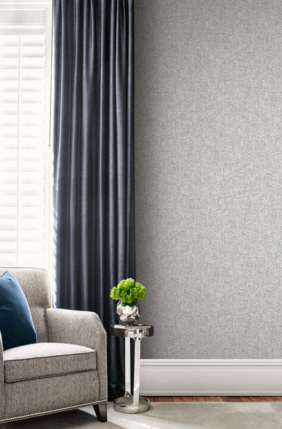 product image for Textile Plain Linen Wallpaper in Soft Grey  7