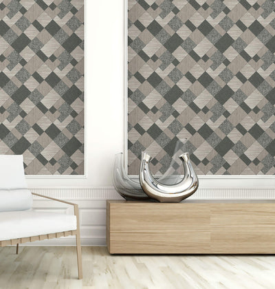 product image for Geometric Icons Wallpaper in Black & Grey 34