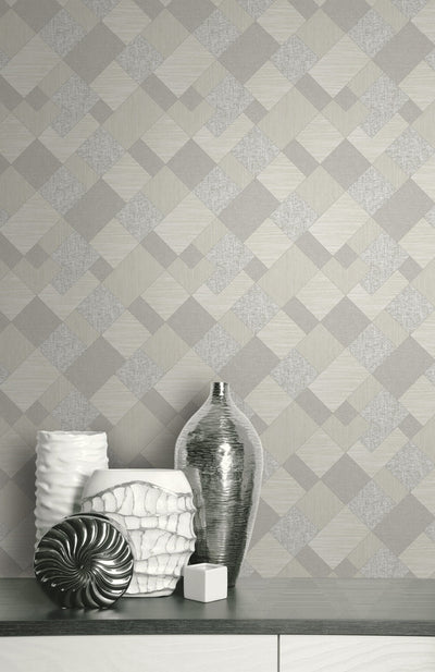 product image for Geometric Icons Wallpaper in Soft Grey  75