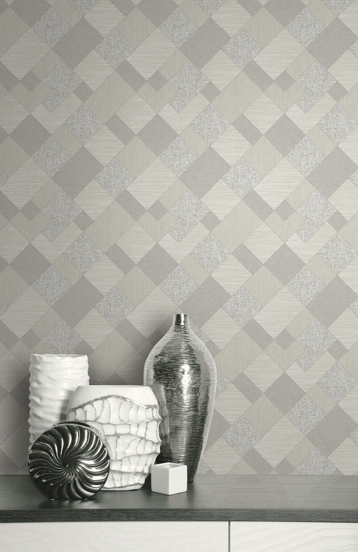 media image for Geometric Icons Wallpaper in Soft Grey  294